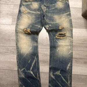 Blue and white acid wash denim jeans MEN‎ SIZE 36